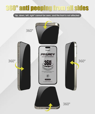 Image of 360° Privacy Screen Protector for iphone 15, 16, 17 [Anti-Spy] TOP Tempered Glass with 9H+ Hardness
