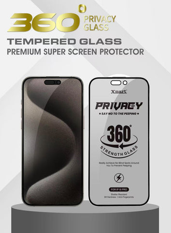 Image of 360° Privacy Screen Protector for iphone 15, 16, 17 [Anti-Spy] TOP Tempered Glass with 9H+ Hardness