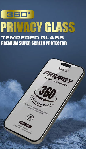 360° Privacy Screen Protector for iphone 15, 16, 17 [Anti-Spy] TOP Tempered Glass with 9H+ Hardness