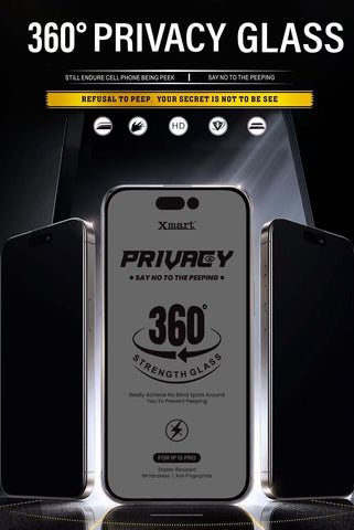 Image of 360° Privacy Screen Protector for iphone 15, 16, 17 [Anti-Spy] TOP Tempered Glass with 9H+ Hardness
