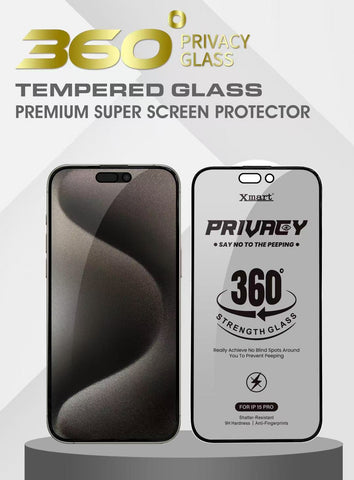 Image of 360° Privacy Screen Protector for iphone 15, 16, 17 [Anti-Spy] TOP Tempered Glass with 9H+ Hardness