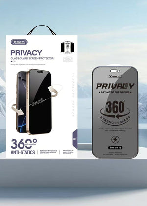 360° Privacy Screen Protector for iphone 15, 16, 17 [Anti-Spy] TOP Tempered Glass with 9H+ Hardness