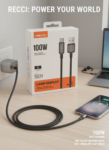 Image of High Quality 100W High-Speed USB-C Charging Cable – 150cm Durable Nylon Braided Design**