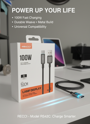 High Quality 100W High-Speed USB-C Charging Cable – 150cm Durable Nylon Braided Design**
