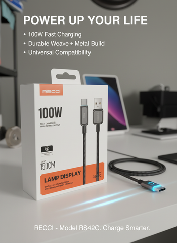 Image of High Quality 100W High-Speed USB-C Charging Cable – 150cm Durable Nylon Braided Design**