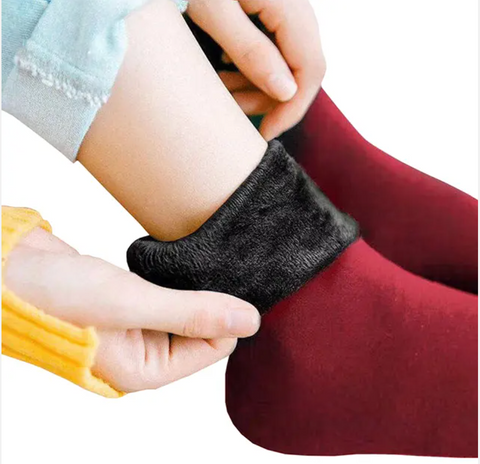 Image of 1 Pairs Handmade Winter Warm Thicken Thermal Soft Casual Solid Socks, Handmade Women's Socks, Velvet Socks, Snow Sock Velvet Soft Boots Home Floor